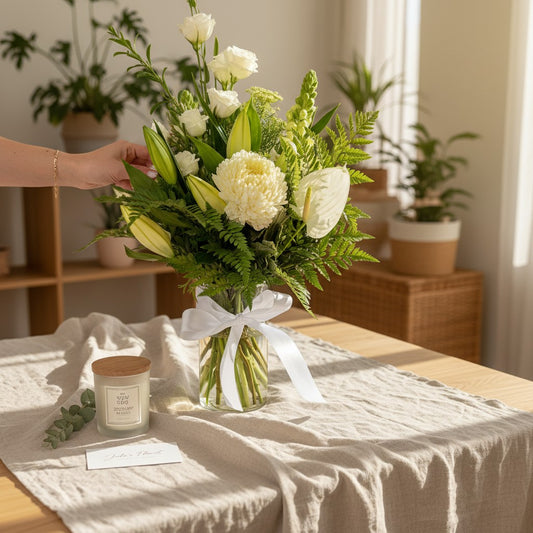 Tall Vase in Creams n Greens