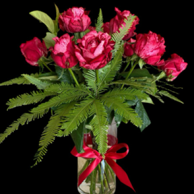 True love - This awesome vase has the best quality roses and fern, usually Tassie roses from The Tamar Valley 