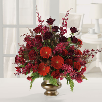 ULTIMATE LOVE - Roses, Anthiriums, carnations and many other flowers make up this amazing display of love.