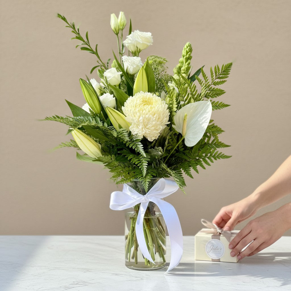Tall Vase in Creams n Greens